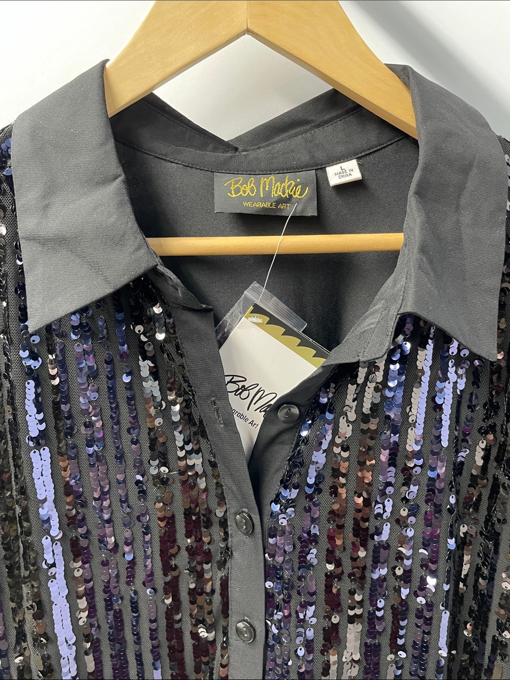 BOB MACKIE BLACK & BLUE SEQUINED BLOUSE FTL-08-065 - Picture 2 of 7